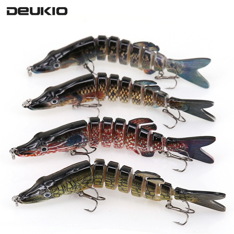 DEUKIO F8J01 13cm Fishing Lure Lifelike Hard Swim Fish Bait Multijointed Crocodile Fish Lure Artificial Carp Bait