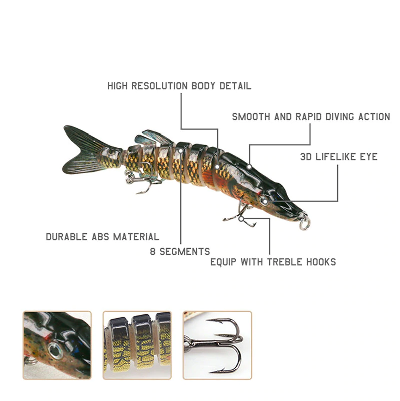 DEUKIO F8J01 13cm Fishing Lure Lifelike Hard Swim Fish Bait Multijointed Crocodile Fish Lure Artificial Carp Bait