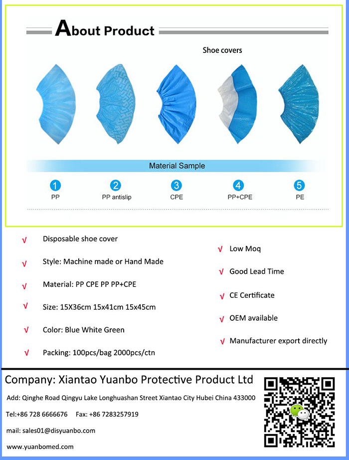 Disposable Machine Made PE CPE Blue Safety Shoe Cover