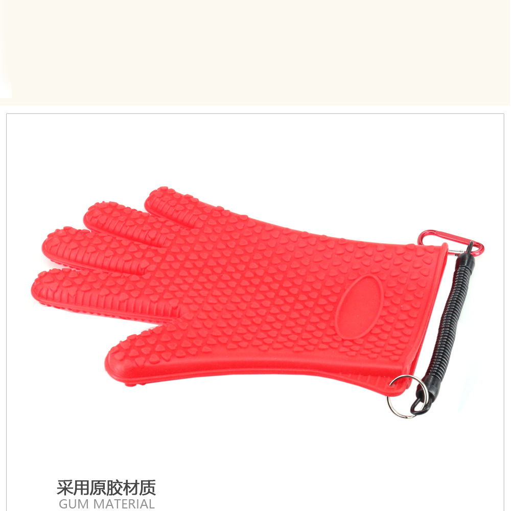 DEUKIO Red AntiSlip Fishing Gloves Rubber Fish Catching Glove Hand Protection Fishing Gear Tackle Unisex Full Finger