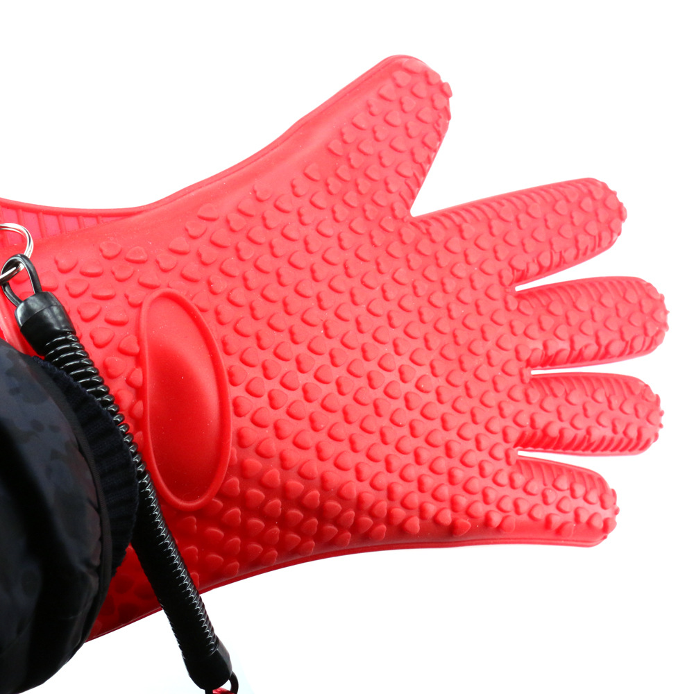 DEUKIO Red AntiSlip Fishing Gloves Rubber Fish Catching Glove Hand Protection Fishing Gear Tackle Unisex Full Finger