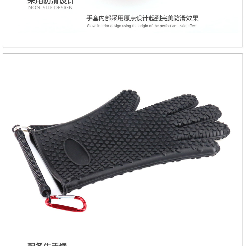 DEUKIO Red AntiSlip Fishing Gloves Rubber Fish Catching Glove Hand Protection Fishing Gear Tackle Unisex Full Finger