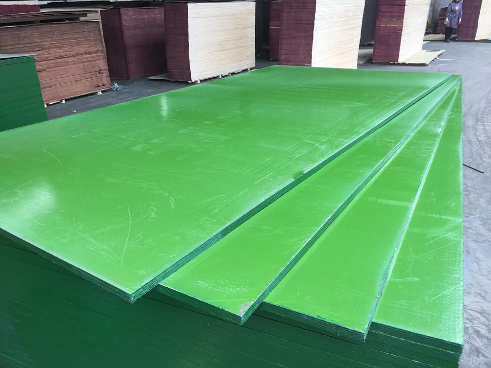 China ACEALL 4'X8' Construction Shuttering Green PP PVC Plastic Film Coated Plywood Board Lumber