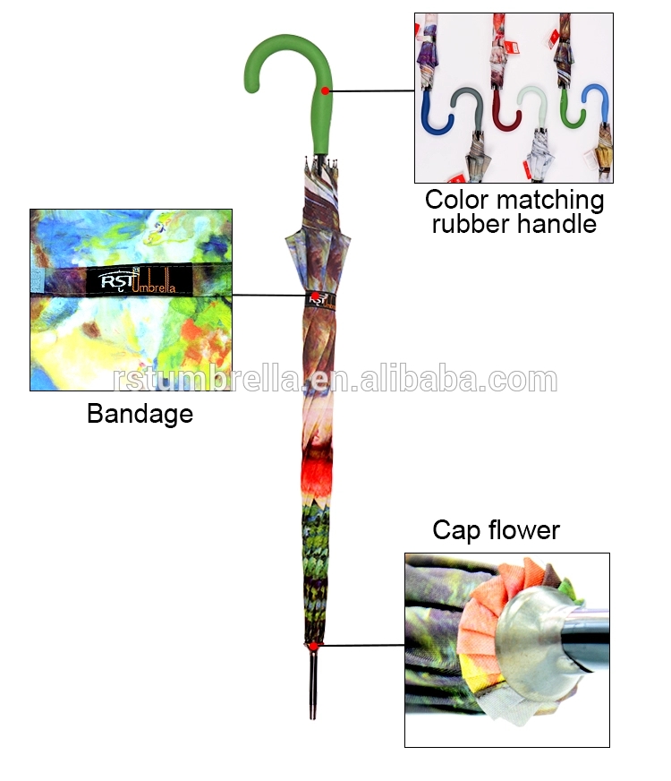 RST Real Star windproof automatic straight umbrella rubber coated handle sunbrella umbrella