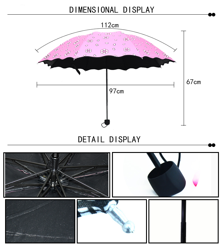 RST Real Star new fashion umbrella flower design color changing umbrella for girls