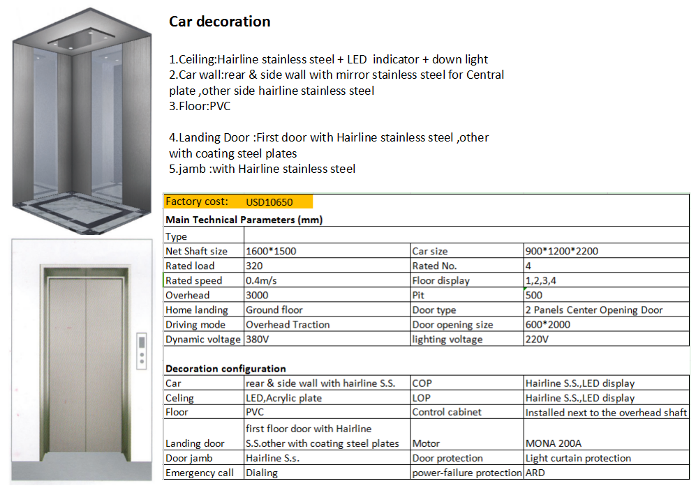 Guaranteed Quality Custom 400kg homehouse Construction elevator with good price