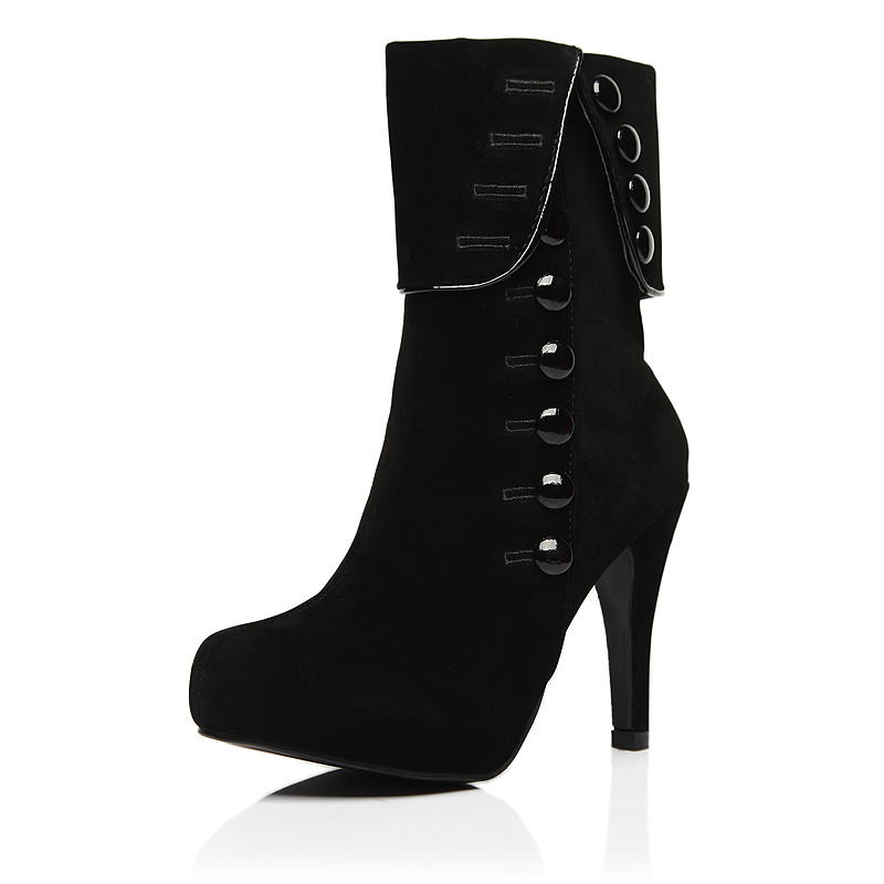 High heel medium short ladies suede boots fashion womens shoes