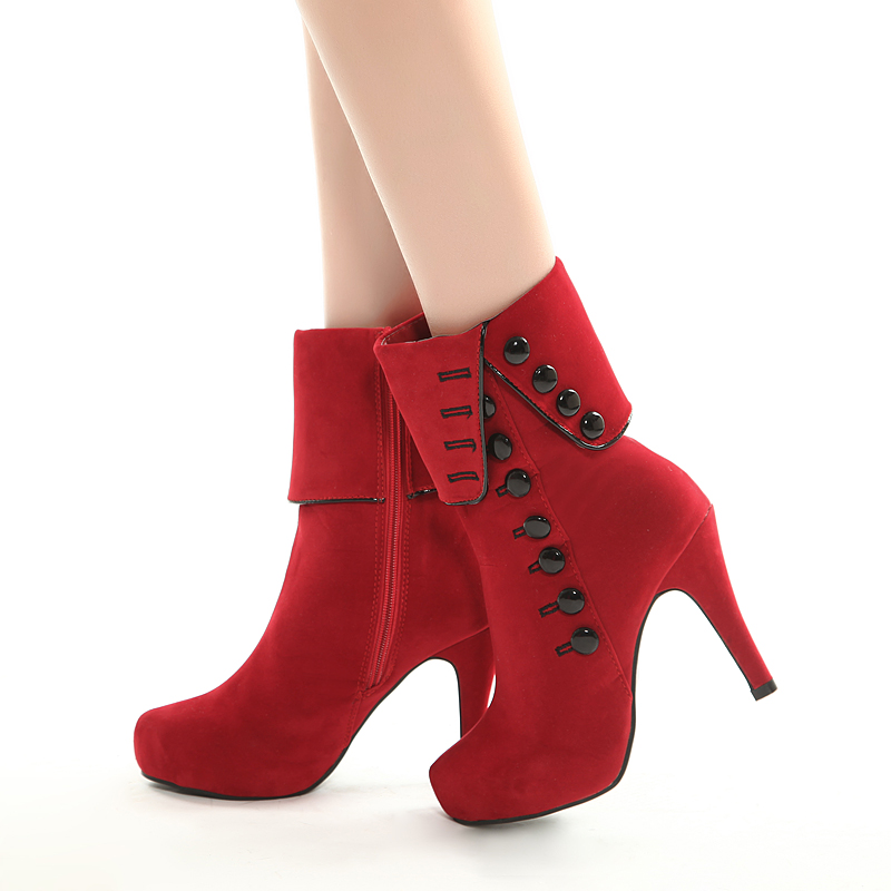 High heel medium short ladies suede boots fashion womens shoes