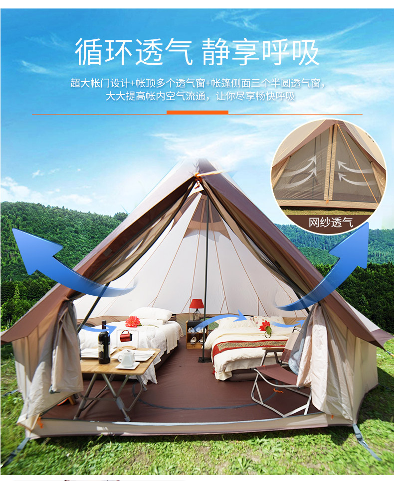 CNHIMALAYA HT9152 Outdoor Mongolia Yurt Tent Family Camping Tent Large Space Waterproof Tents for 310 People Selfdrive