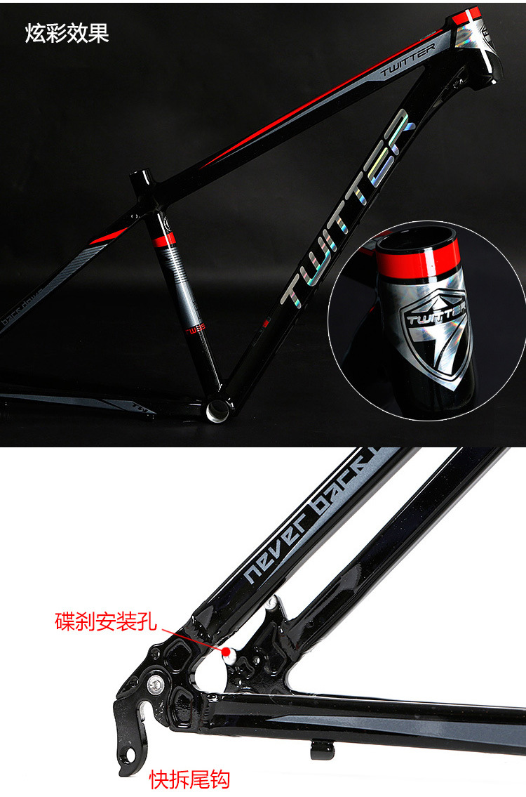 China Professional Bike supplier aluminium alloy AL6061 mountain bike frame 275 26 bike components TWITTER TW3900X