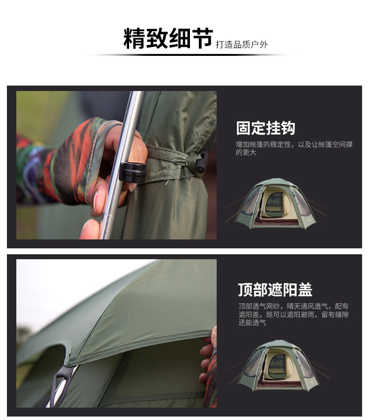 CNHIMALAYA HT9606 Outdoor Large Space Tent Waterproof Family Camping Hiking Aluminum Pole Tent for 34 People
