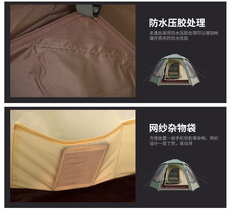 CNHIMALAYA HT9606 Outdoor Large Space Tent Waterproof Family Camping Hiking Aluminum Pole Tent for 34 People