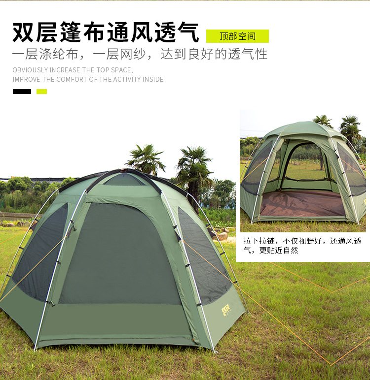 CNHIMALAYA HT9606 Outdoor Large Space Tent Waterproof Family Camping Hiking Aluminum Pole Tent for 34 People