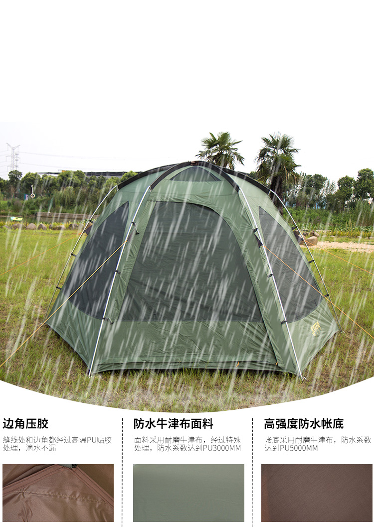 CNHIMALAYA HT9606 Outdoor Large Space Tent Waterproof Family Camping Hiking Aluminum Pole Tent for 34 People