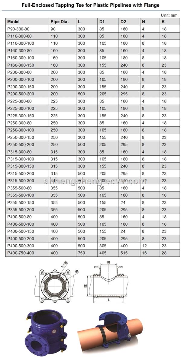 Pipe Tapping Tee for PEPVC Pipe