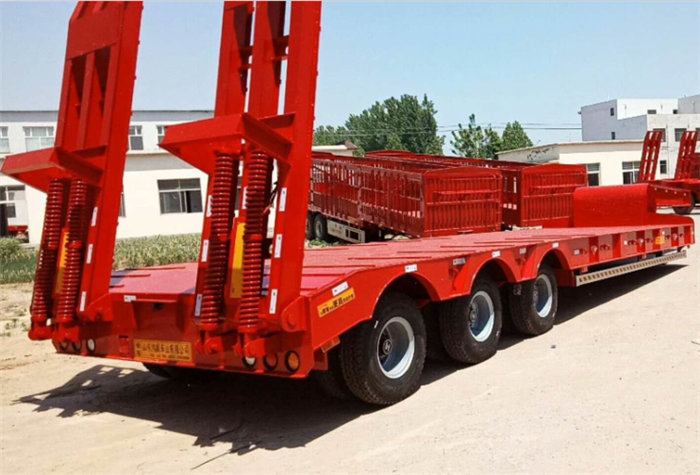 Hydraulic Low platform semi trailer 60 tons heavy load low bed truck trailer