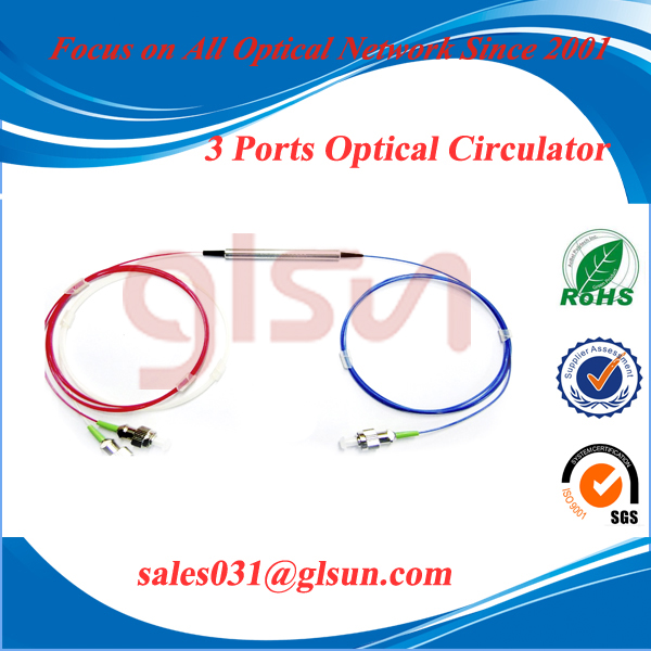 GLSUN 3 ports Polarization Insensitive fiber Optic Circulator for DWDM systems and bidirection communication systems