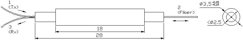 GLSUN 3port Polarization Insensitive Optical Circulator for communication systems and fiberoptical sensor systems