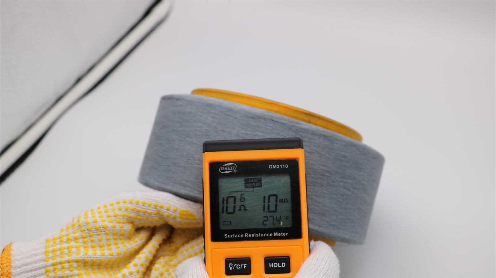 Conductive carbon light grey polyester fiber filaments yarn for ESD gloves dyeable anti static gloves XTAA191