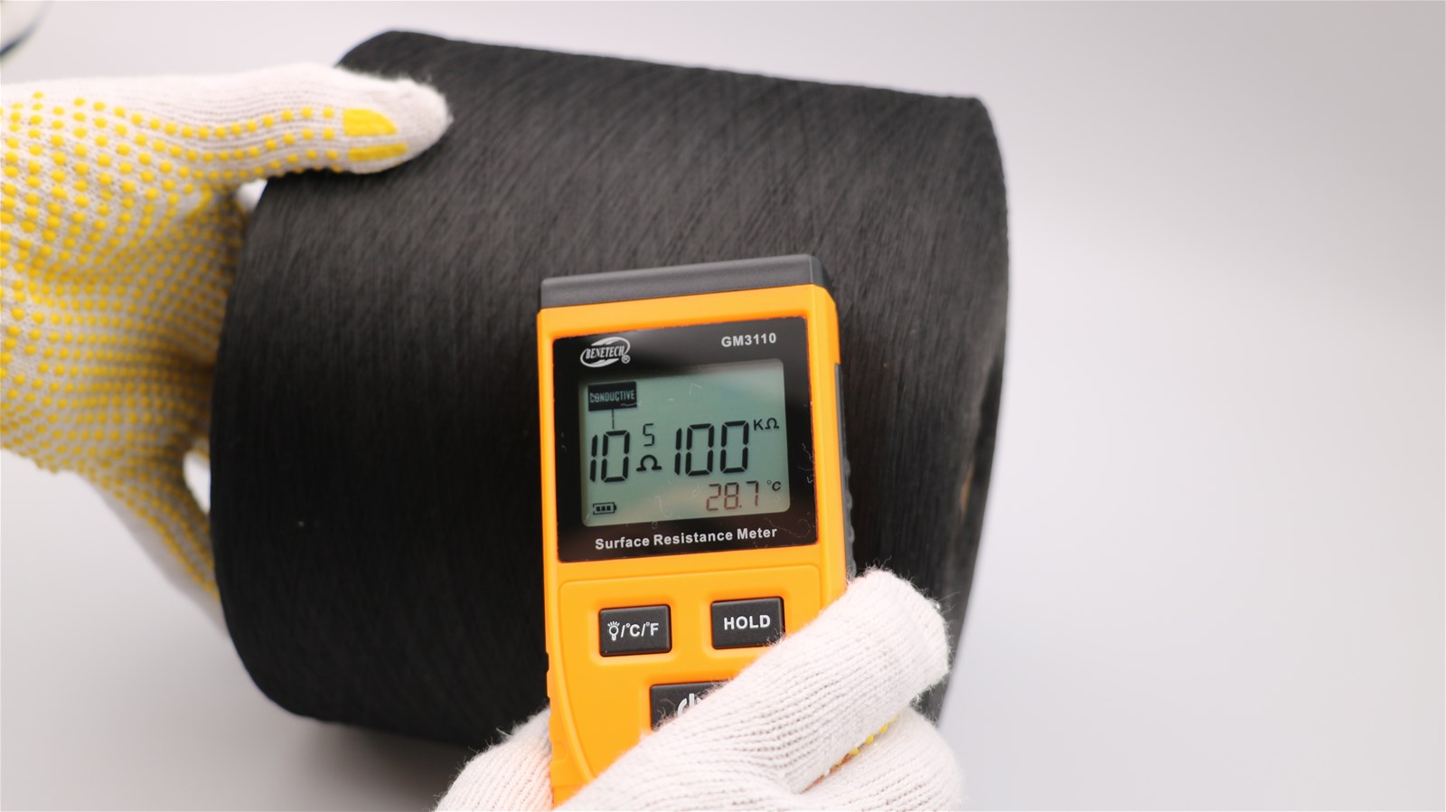Carbon conductive fiber nylon filament 20D intermingled black polyester DTY 150D filament ESDYarn mattress XTAA152