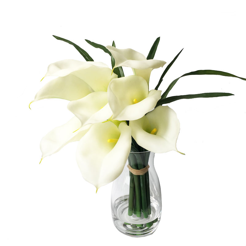 wholesale home decor white Artificial flower real touch PU Calla Lily arrangement
