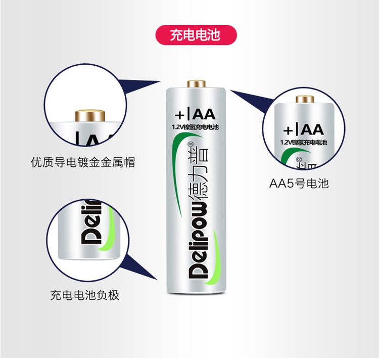 Delipow 2050mAh AALR6AM3 Rechargeable Battery for Toys and Electronics Products 4Pcs set Rechargeable Batteries