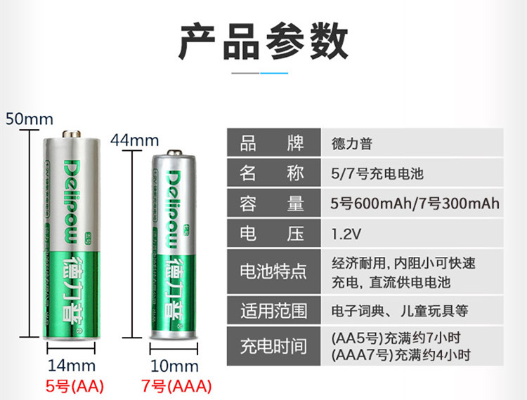 Delipow 600mAh AALR6AM3 Rechargeable Battery for Toy Mouse Keyboard Microphone Green Label 4Pcs Rechargeable Batteries