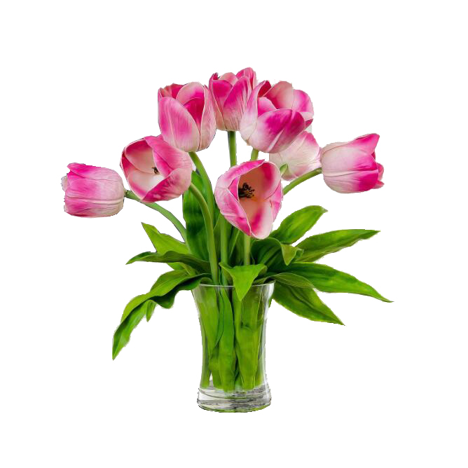 Crystgal Clear Water 8 pcs Latex Flower Real Touch Tulip Arrangements