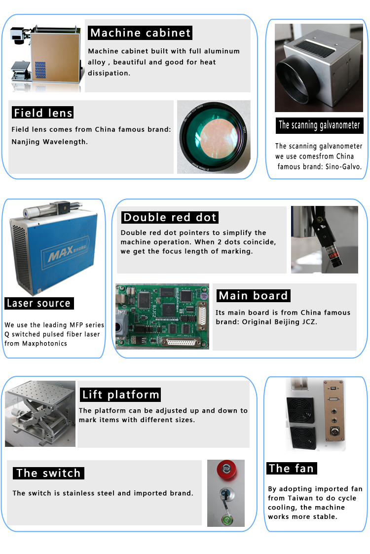 portable stainless steel aluminum copper brass plastic fiber laser marking machine 20W 30W 50W