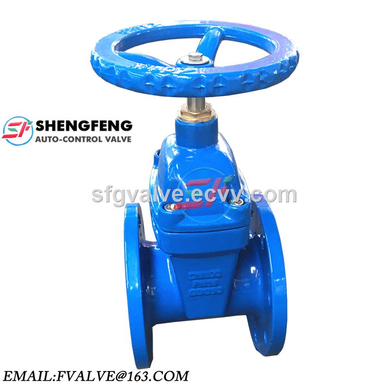 DIN3202 DN100 GGG50 PN16 F4 ductile iron heavy type resilient soft seat gate valve