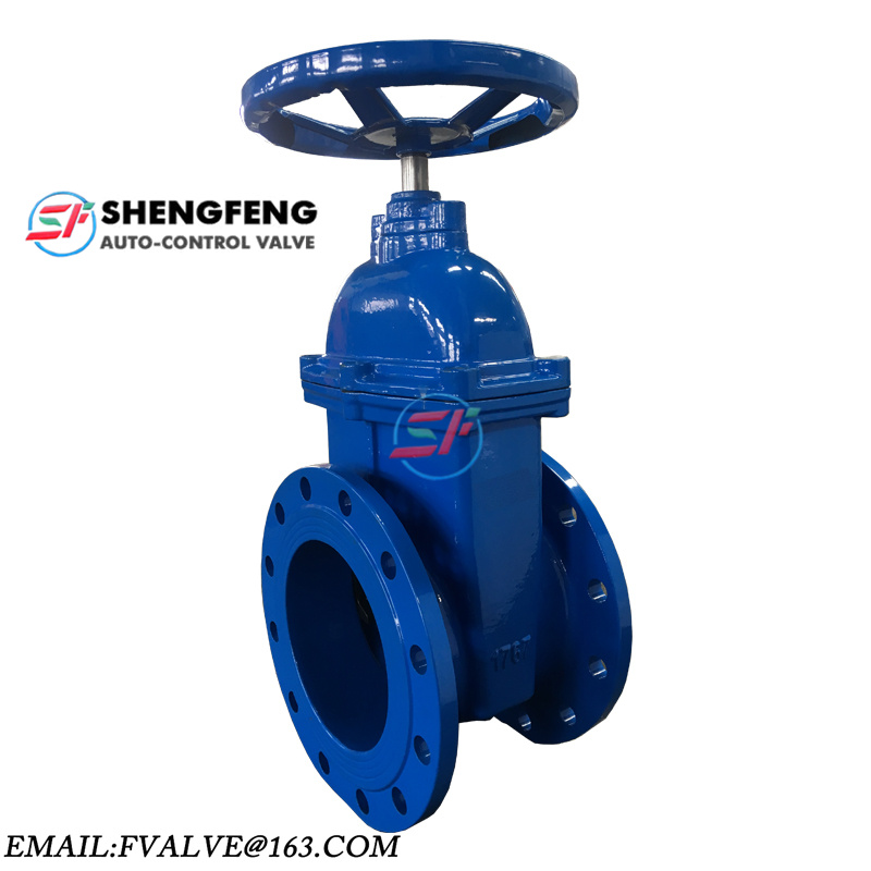 DIN3352 F4 DN200 PN16 GGG50 cast iron soft seal flanged soft sealing cold water gate valve