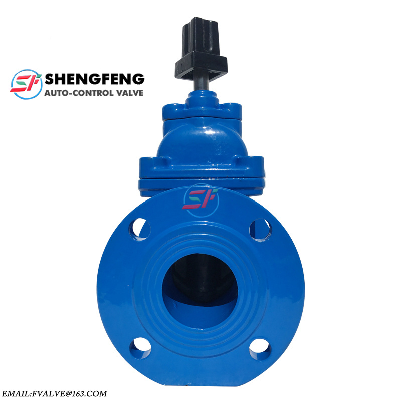 DIN3352 F4 Ductile iron PN16 GGG50 reselient seated water sluice square nut DN50 gate valve
