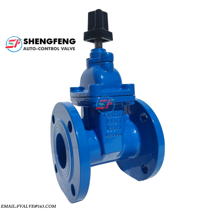 DIN3352 F4 Ductile iron PN16 GGG50 reselient seated water sluice square nut DN50 gate valve