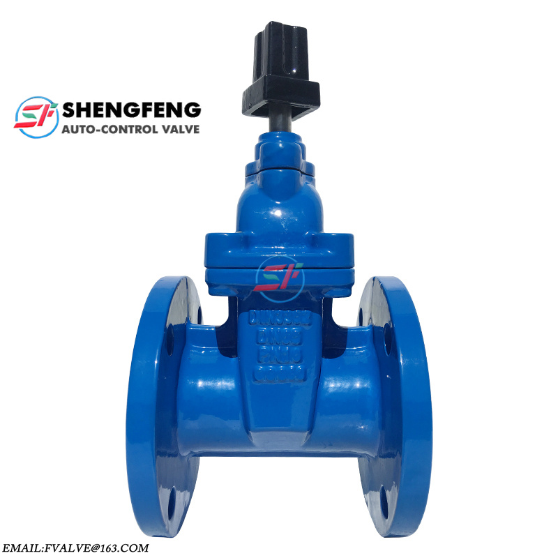 DIN3352 F4 Ductile iron PN16 GGG50 reselient seated water sluice square nut DN50 gate valve
