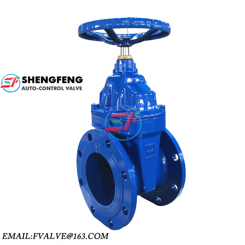 DIN F4 GGG50 DN150 QT450 Blue cast iron gate valve