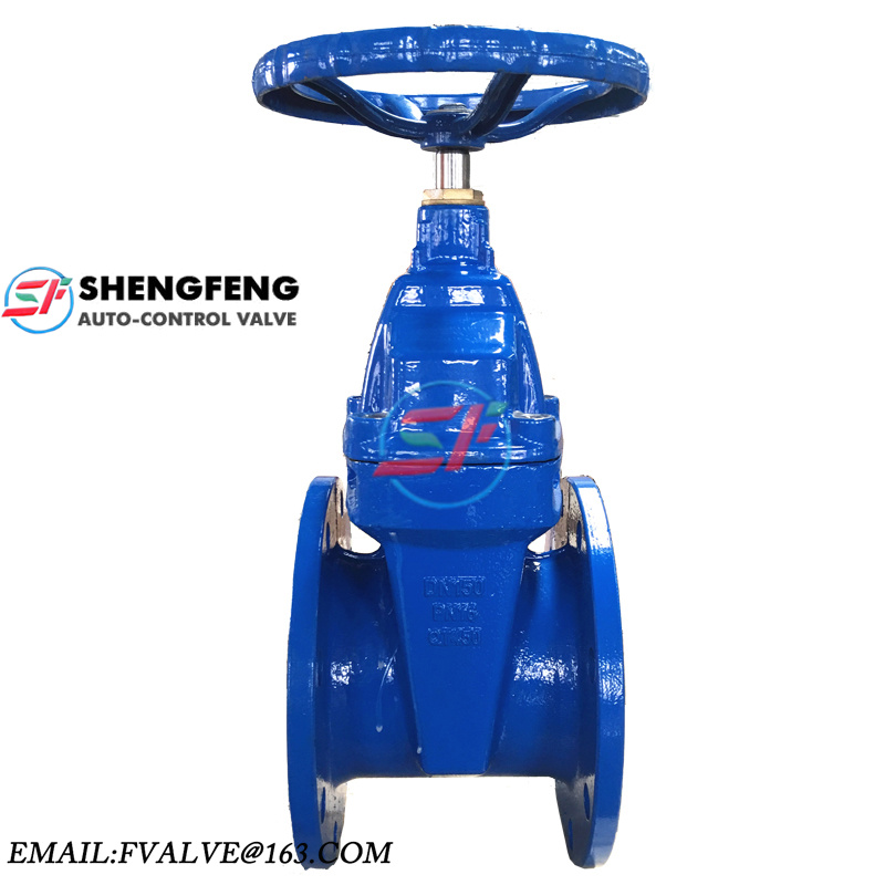 DIN F4 GGG50 DN150 QT450 Blue cast iron gate valve