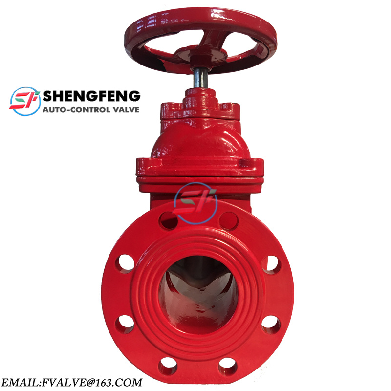 DN80 PN16 GGG50 DIN3352 F4 hot water ductile iron red color gate valve