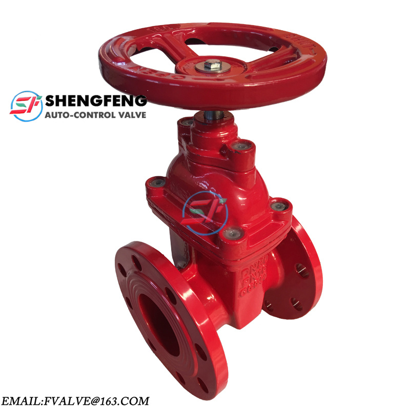 DN80 PN16 GGG50 DIN3352 F4 hot water ductile iron red color gate valve