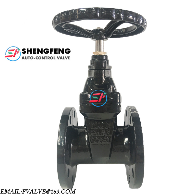 DIN3352 F4 DN80 NRS grey iron Black flanged end gate valve