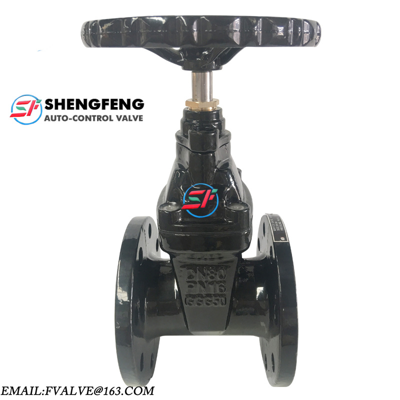 DIN3352 F4 DN80 NRS grey iron Black flanged end gate valve
