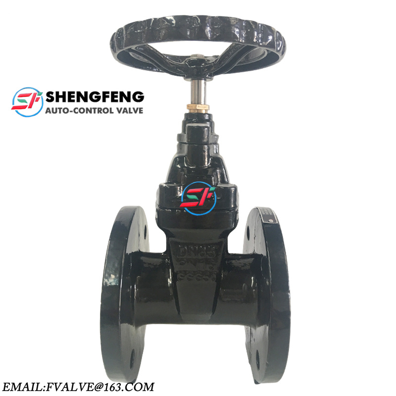 DIN F4 NRS GGG50 16 BAR DN65 Black Ductile iron Resilient seat gate valve