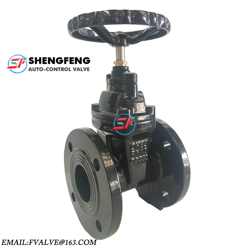 DIN F4 NRS GGG50 16 BAR DN65 Black Ductile iron Resilient seat gate valve