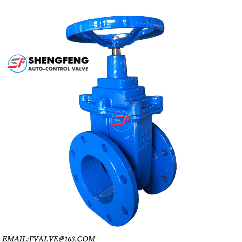 DN150 ductile iron economic blue Epoxy coating resilient seated gate valve PN16 F4