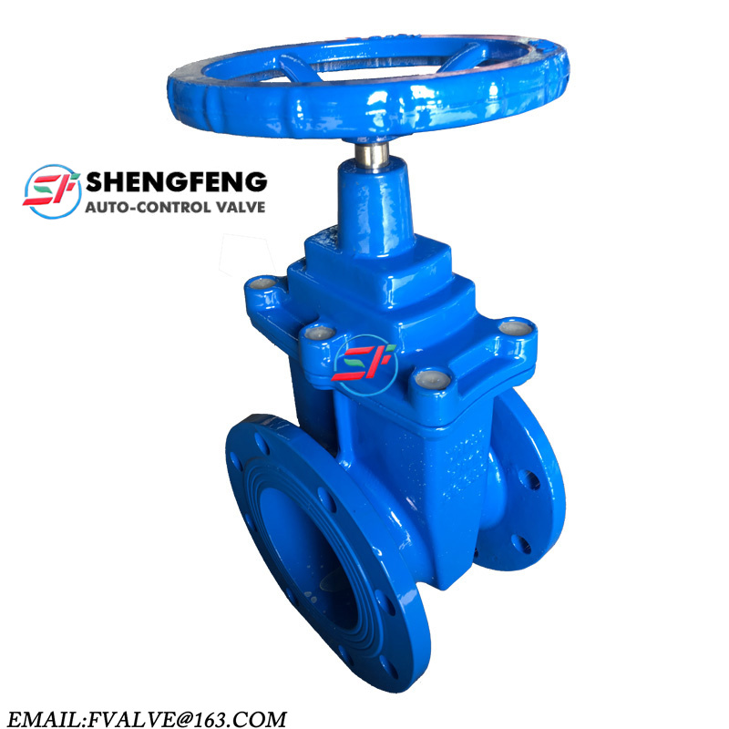 DN150 ductile iron economic blue Epoxy coating resilient seated gate valve PN16 F4