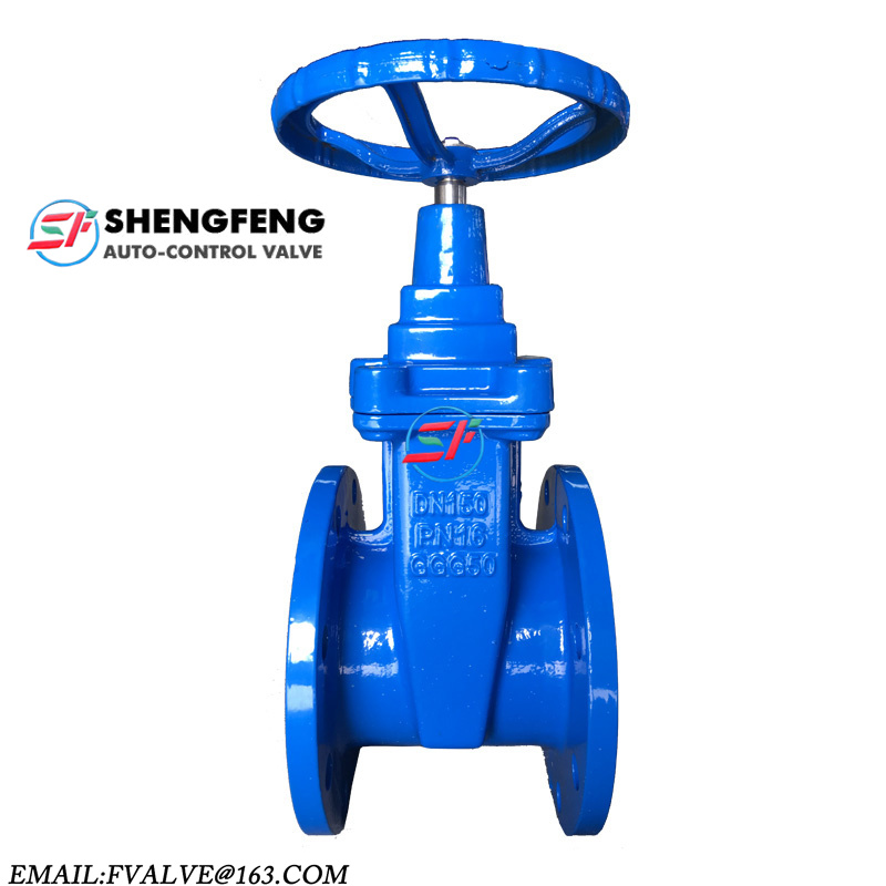 DN150 ductile iron economic blue Epoxy coating resilient seated gate valve PN16 F4