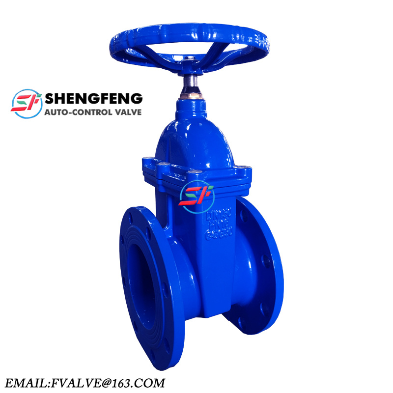 Chinese Made DN150 F4 DIN nonrising stem Water resilient seat soft sealing blue paint gate valve