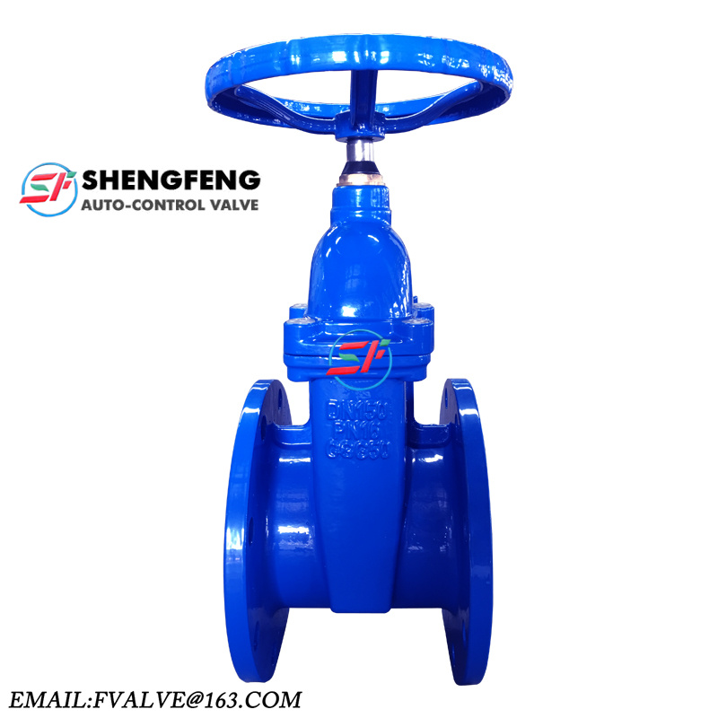 Chinese Made DN150 F4 DIN nonrising stem Water resilient seat soft sealing blue paint gate valve