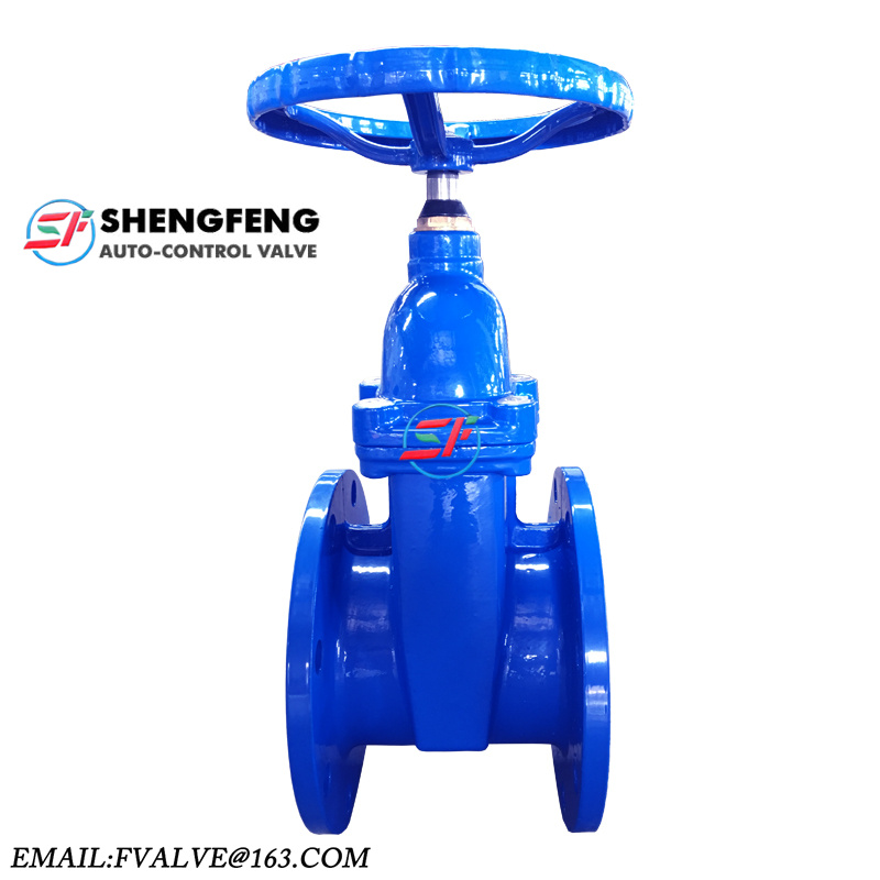 Chinese Made DN150 F4 DIN nonrising stem Water resilient seat soft sealing blue paint gate valve