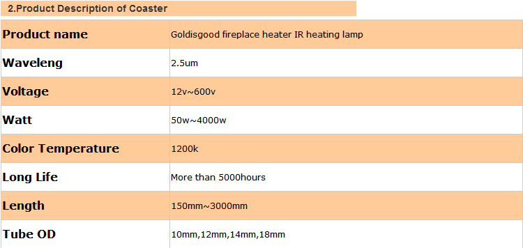 China Infrared quartz heating tubelamp for heaterdryer