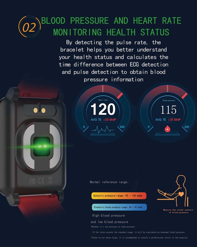 TOP Waterproof Smart Bracelet Watch Accurate Heart rate Blood Pressure Monitor For Healthy Life